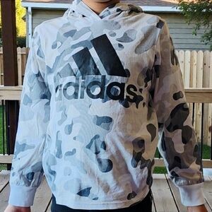 Adidas Black and Gray Camo Hoodie